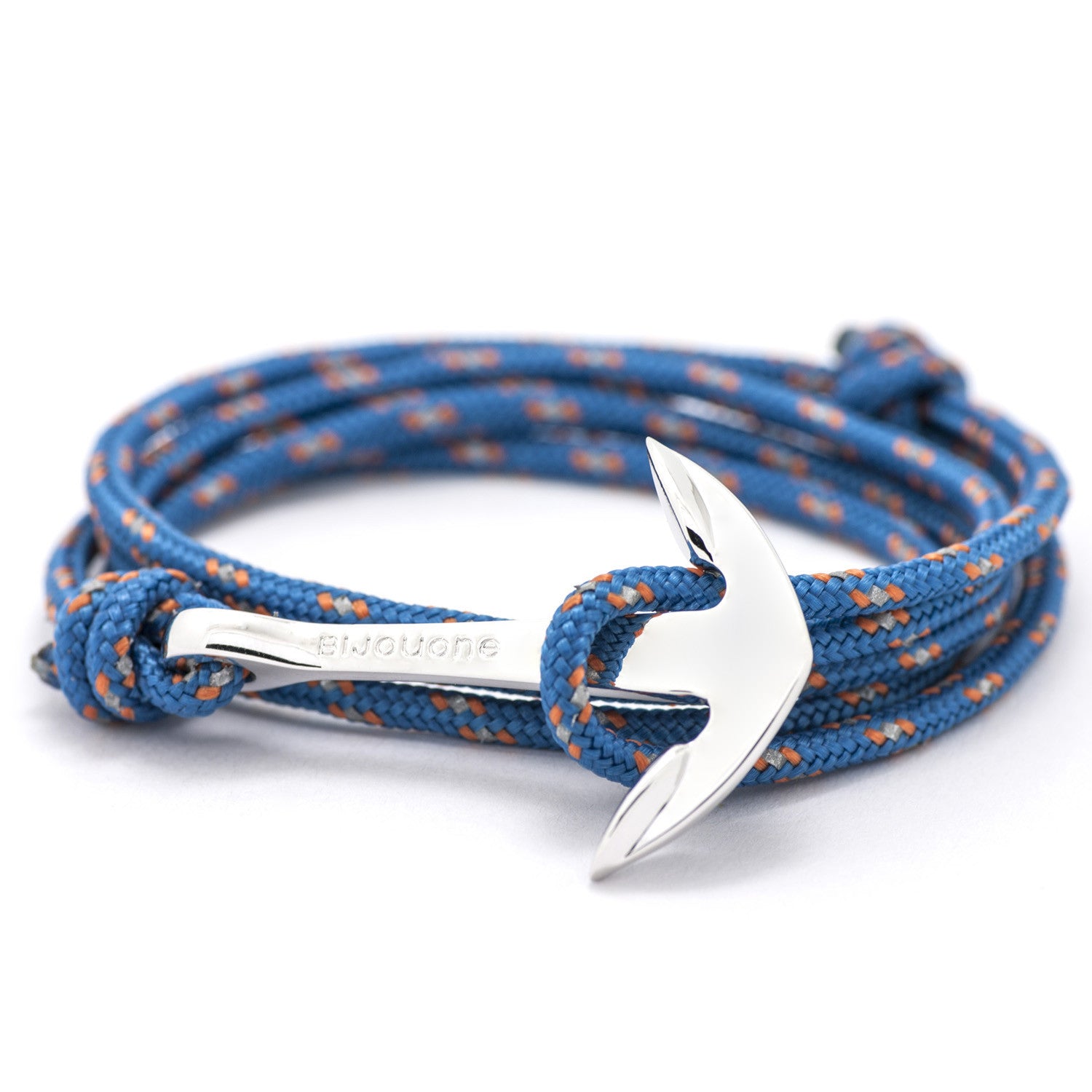 Silver Anchor On Caribbean Rope Bracelet - BIJOUONE