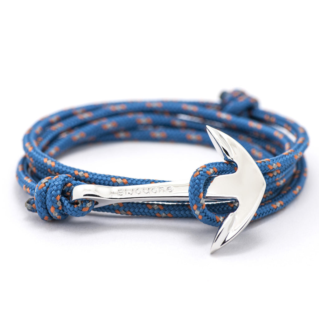 Silver Anchor On Caribbean Rope Bracelet - BIJOUONE