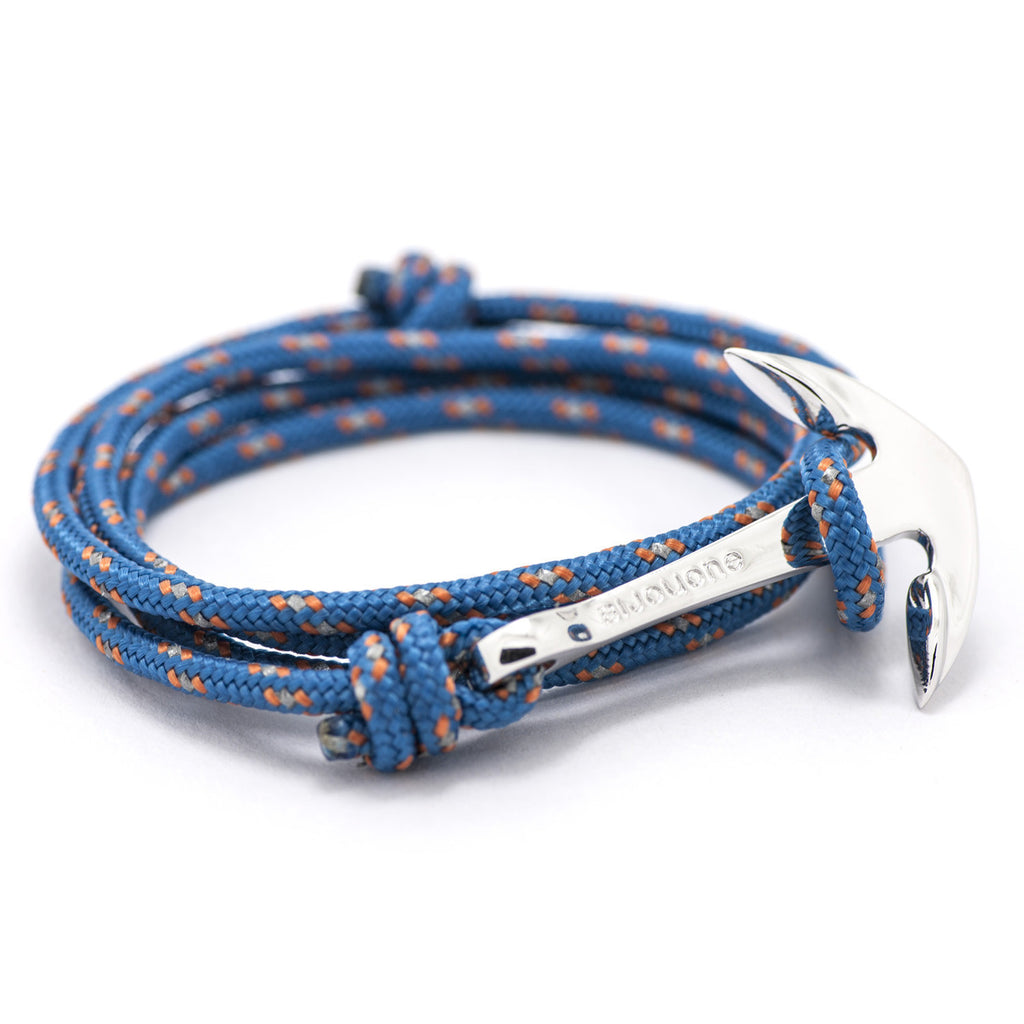 Silver Anchor On Caribbean Rope Bracelet - BIJOUONE