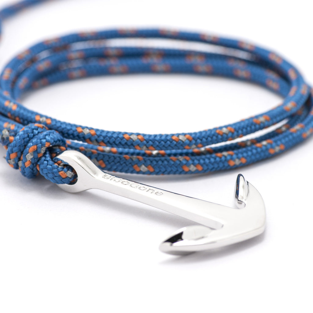 Silver Anchor On Caribbean Rope Bracelet - BIJOUONE