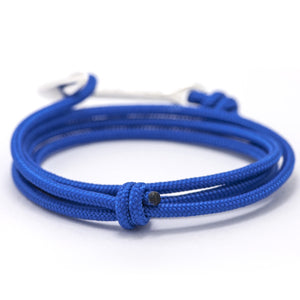 Silver Anchor On Solid Blue Rope Bracelet - BIJOUONE