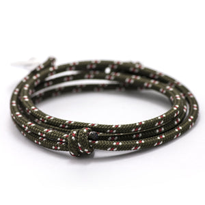 Silver Anchor On Olive Rope Bracelet - BIJOUONE