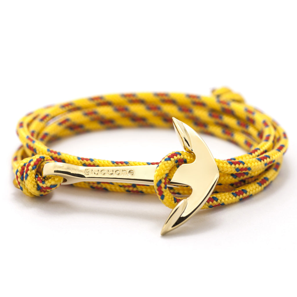 Gold Anchor On Yellow Rope Bracelet - BIJOUONE