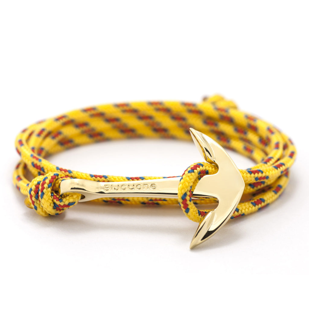 Gold Anchor On Yellow Rope Bracelet - BIJOUONE