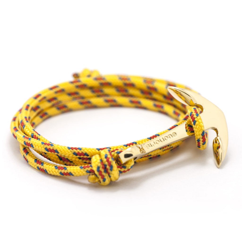 Gold Anchor On Yellow Rope Bracelet - BIJOUONE