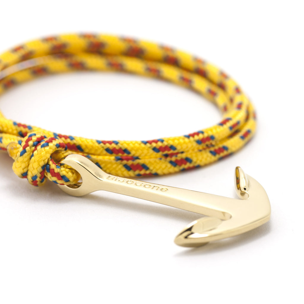 Gold Anchor On Yellow Rope Bracelet - BIJOUONE