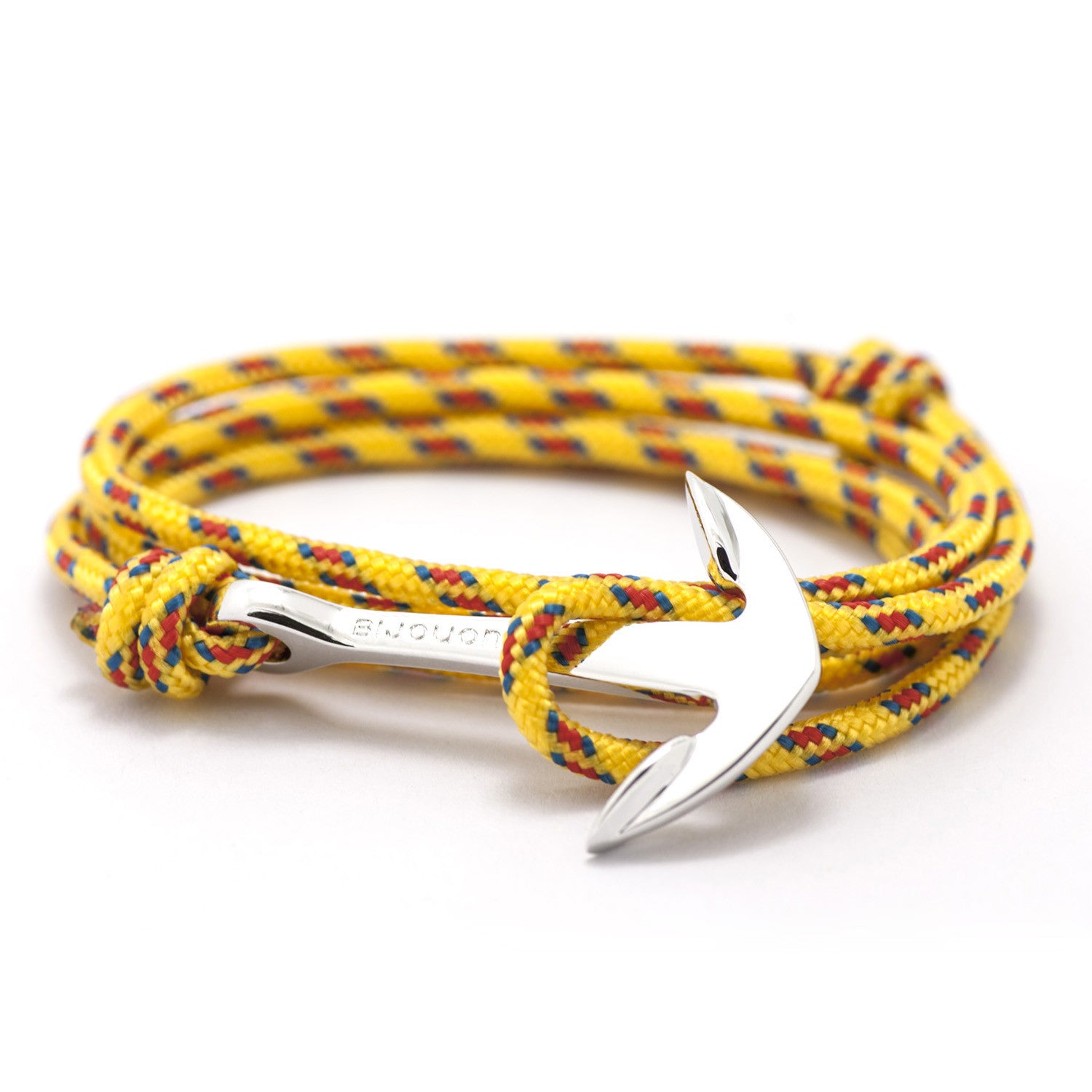 Silver Anchor On Yellow Rope Bracelet - BIJOUONE