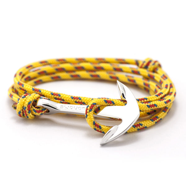 Silver Anchor On Yellow Rope Bracelet - BIJOUONE