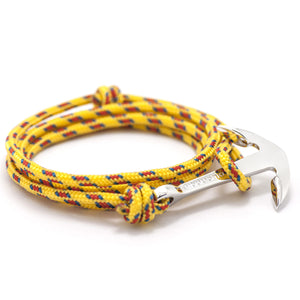 Silver Anchor On Yellow Rope Bracelet - BIJOUONE