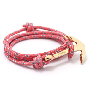 Gold Anchor On Salmon Rope Bracelet - BIJOUONE