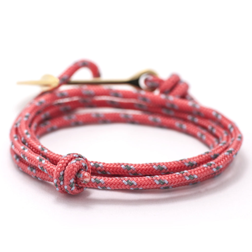 Gold Anchor On Salmon Rope Bracelet - BIJOUONE