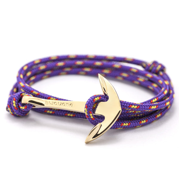 Gold Anchor On Purple Rope Bracelet - BIJOUONE