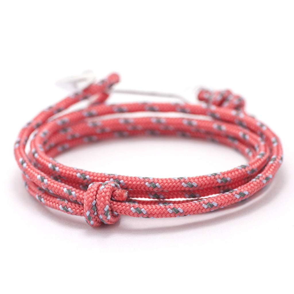 Silver Anchor On Salmon Rope Bracelet - BIJOUONE