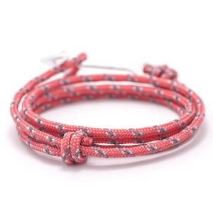 Silver Anchor On Salmon Rope Bracelet - BIJOUONE