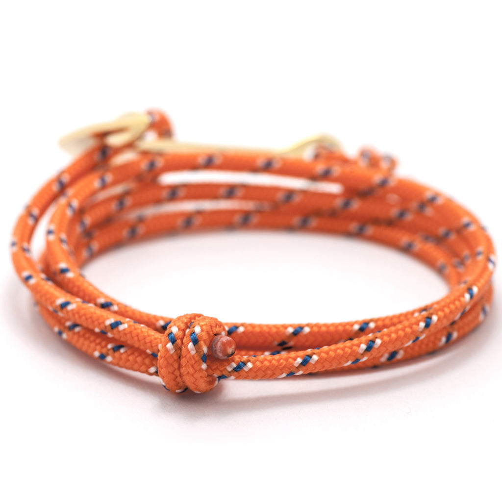 Gold Anchor On Orange Rope Bracelet - BIJOUONE