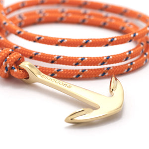 Gold Anchor On Orange Rope Bracelet - BIJOUONE