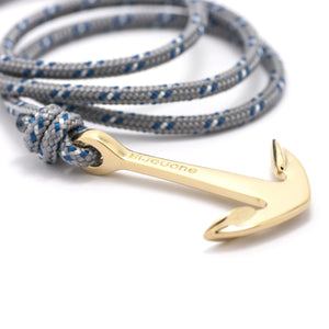 Gold Anchor On Gray & Blue Rope Bracelet - BIJOUONE