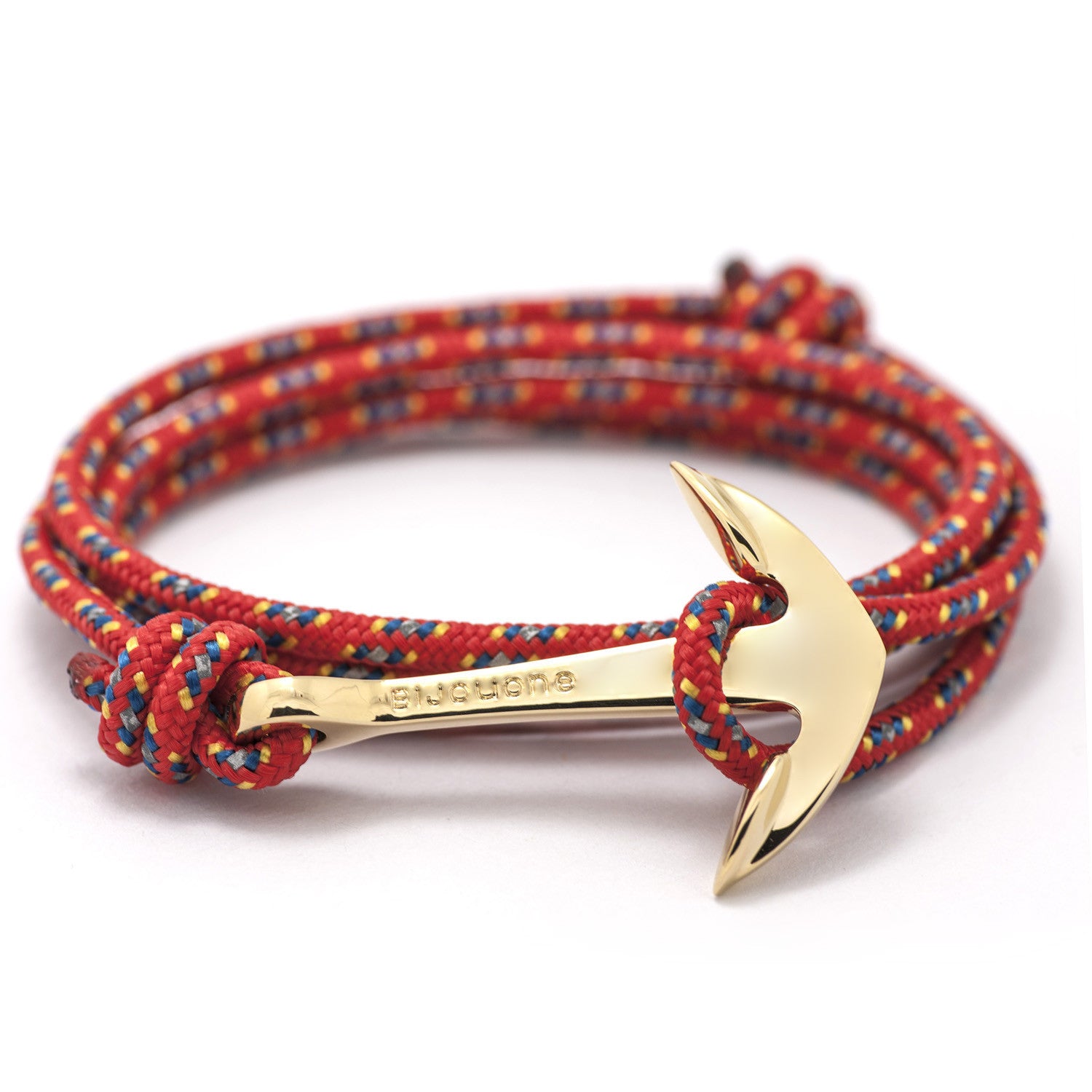 Gold Anchor On Red & Blue Rope Bracelet - BIJOUONE