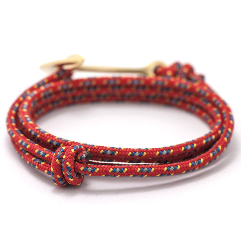 Gold Anchor On Red & Blue Rope Bracelet - BIJOUONE