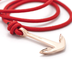 Rose Gold Anchor On Solid Red Rope Bracelet - BIJOUONE