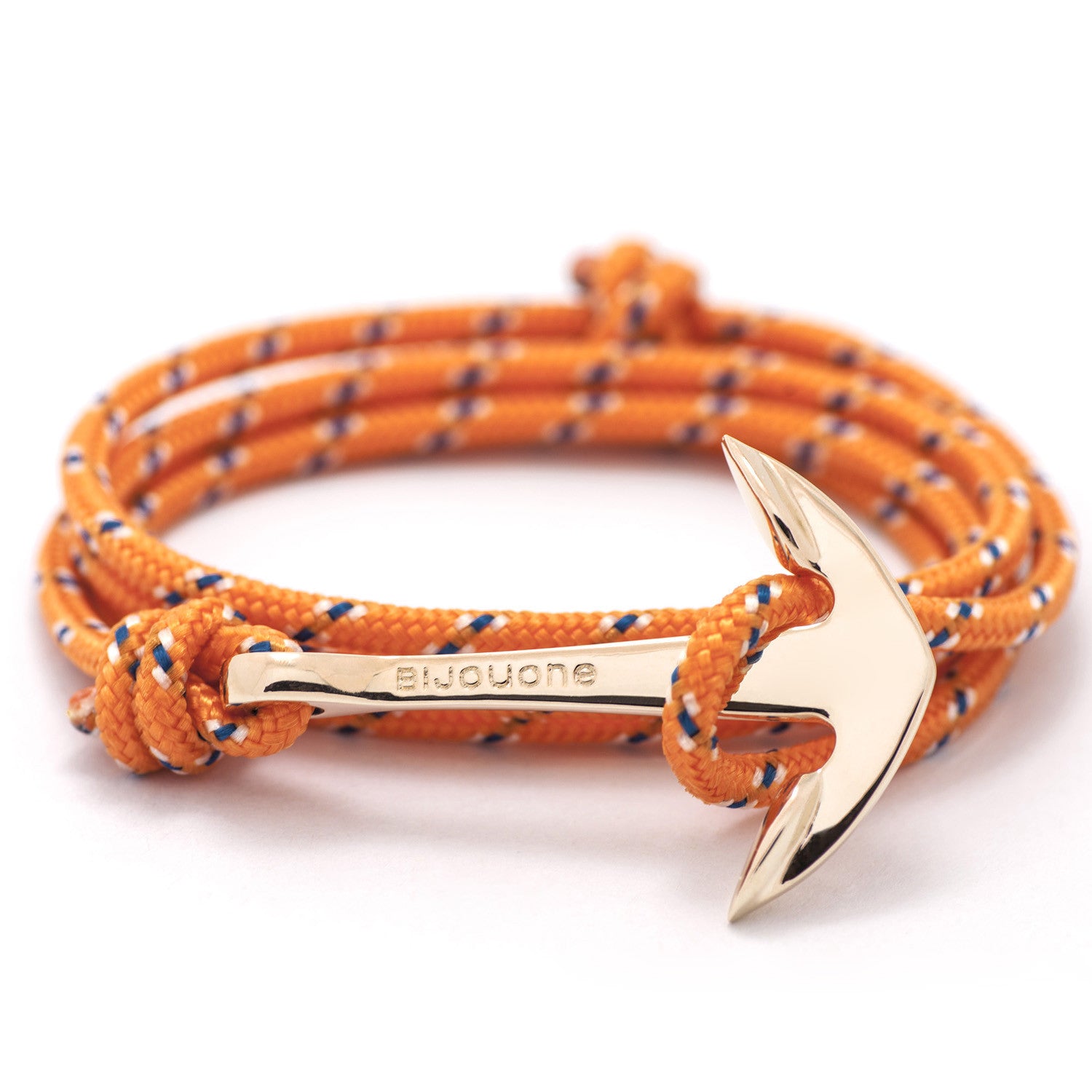 Rose Gold Anchor On Orange Rope Bracelet - BIJOUONE