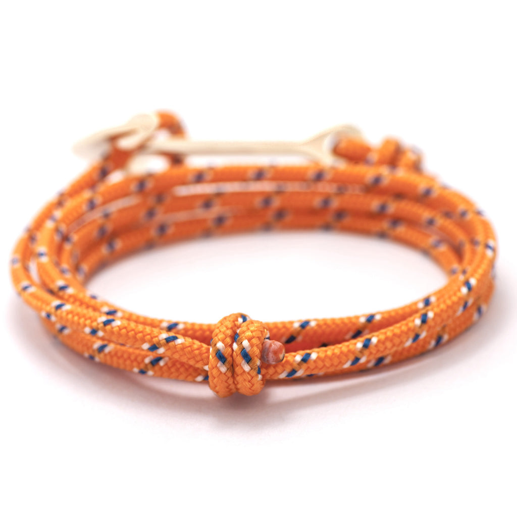 Rose Gold Anchor On Orange Rope Bracelet - BIJOUONE