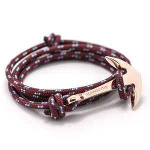 Rose Gold Anchor On Burgundy Rope Bracelet - BIJOUONE