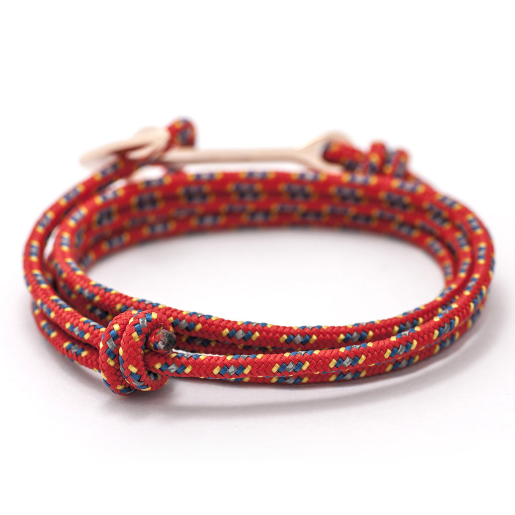 Rose Gold Anchor On Red & Blue Rope Bracelet - BIJOUONE