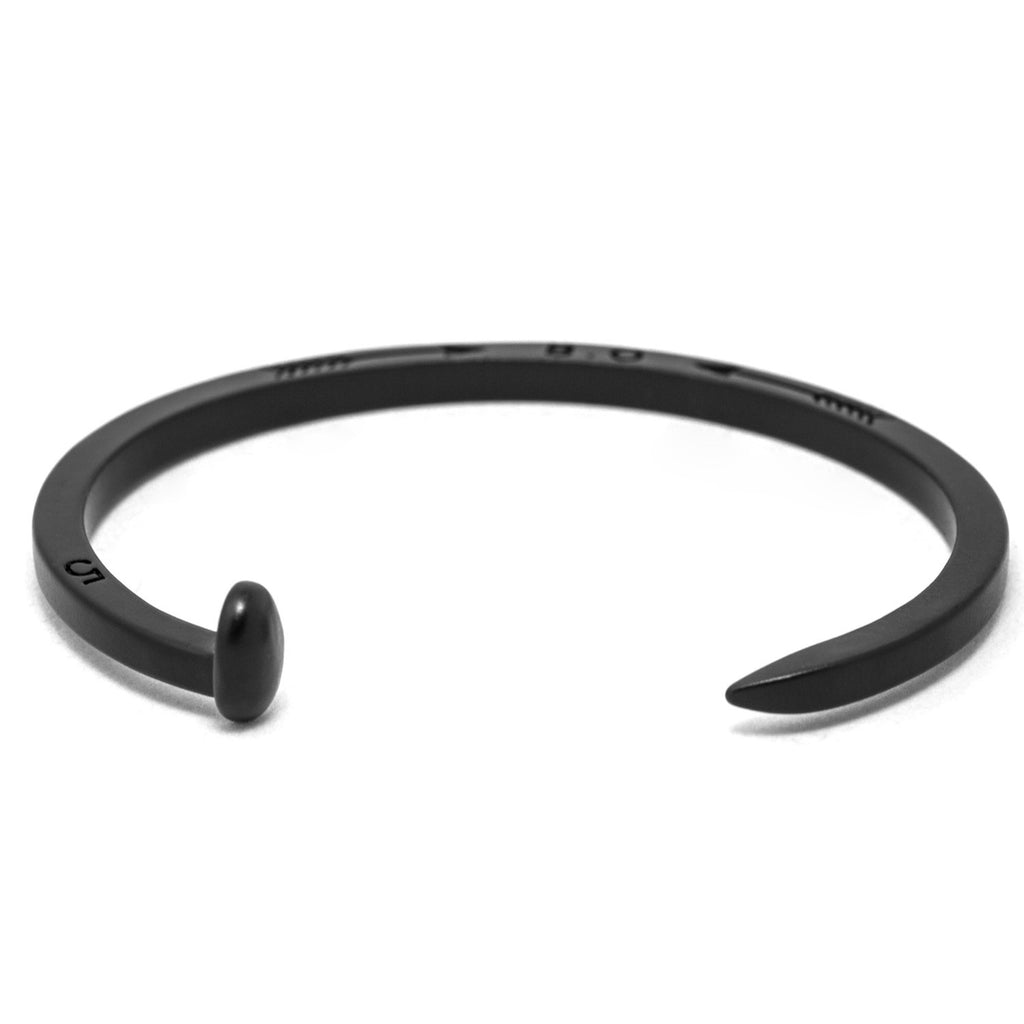 Skinny Railroad Spike Cuff Bracelet, Matte Black - BIJOUONE