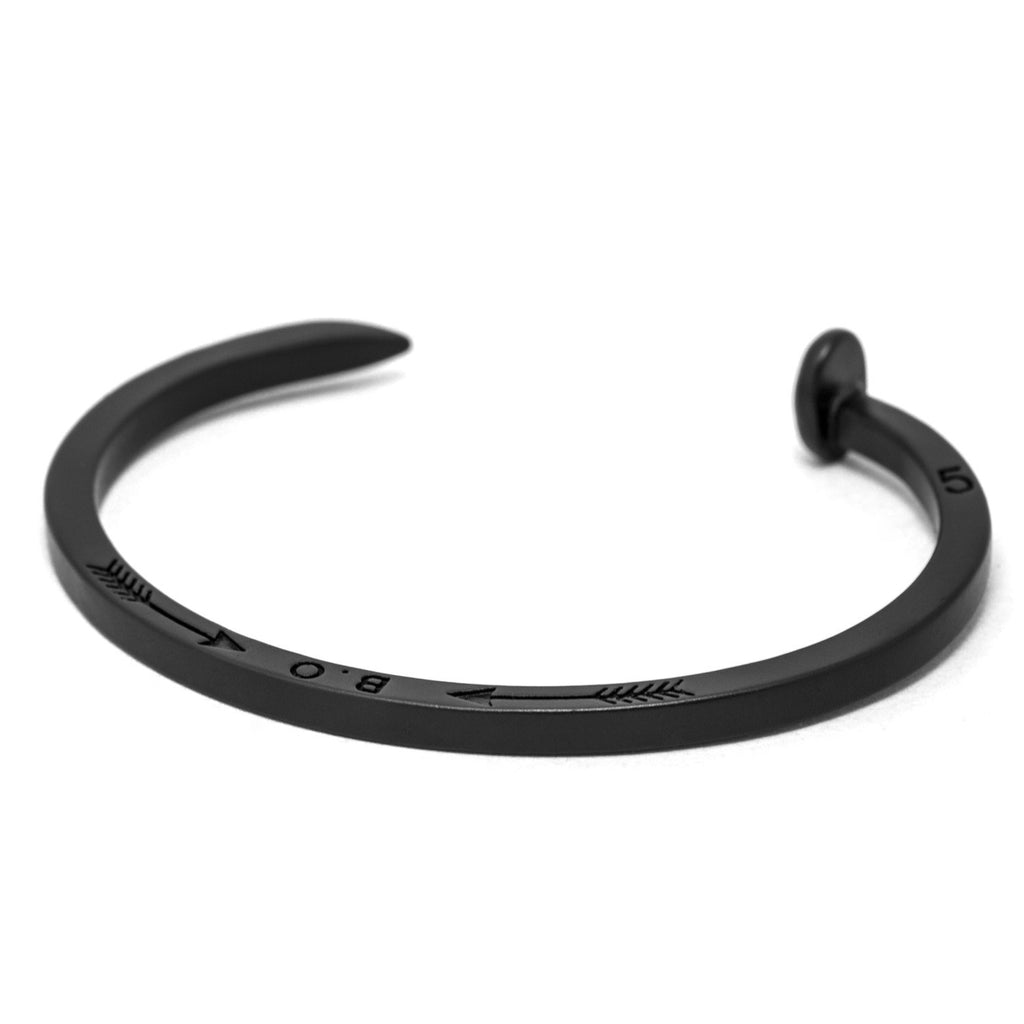 Skinny Railroad Spike Cuff Bracelet, Matte Black - BIJOUONE