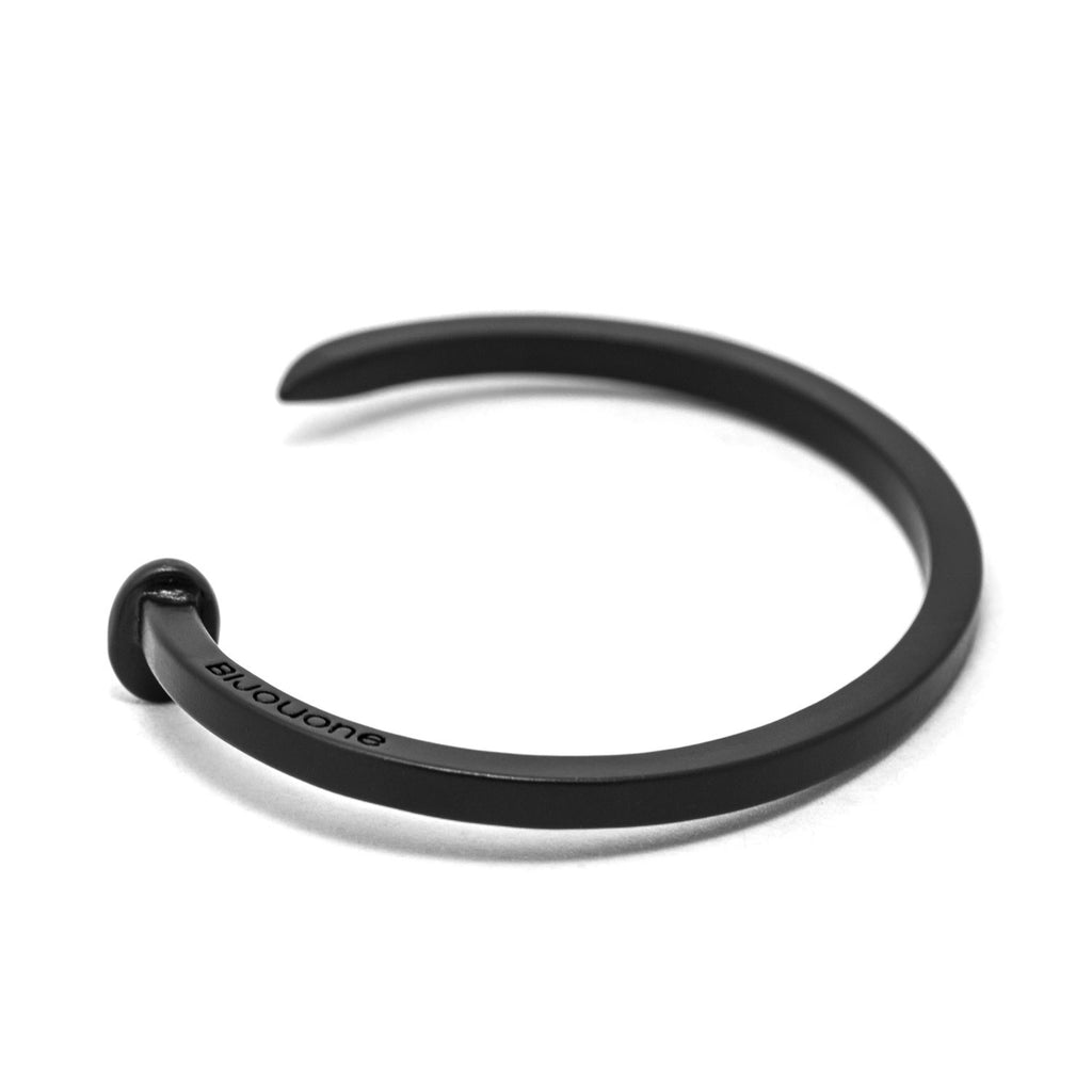 Skinny Railroad Spike Cuff Bracelet, Matte Black - BIJOUONE