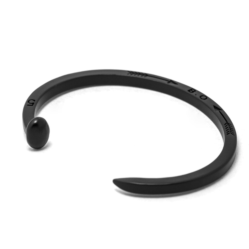 Skinny Railroad Spike Cuff Bracelet, Matte Black - BIJOUONE