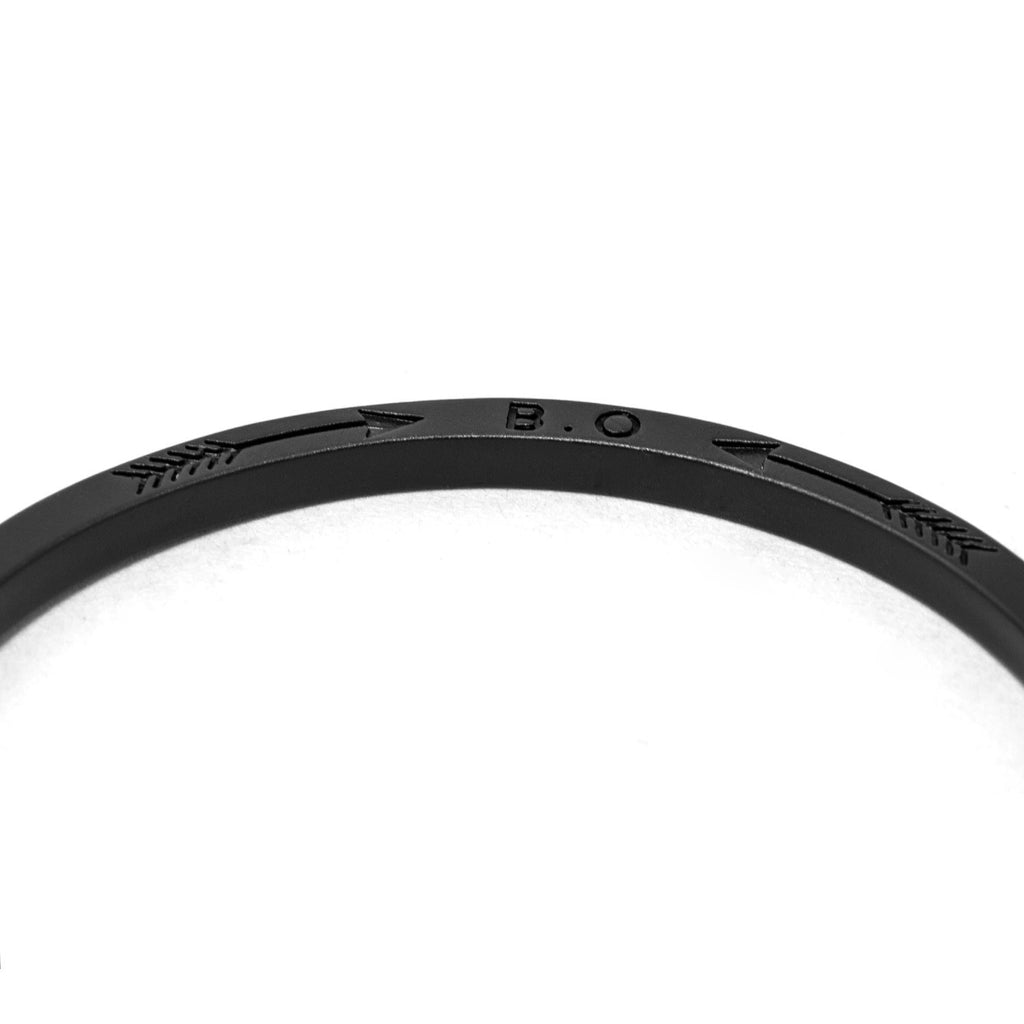 Skinny Railroad Spike Cuff Bracelet, Matte Black - BIJOUONE