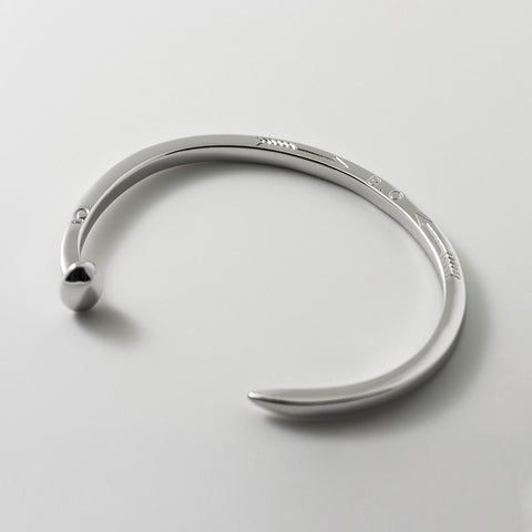 Skinny Railroad Spike Cuff Bracelet, Silver - BIJOUONE