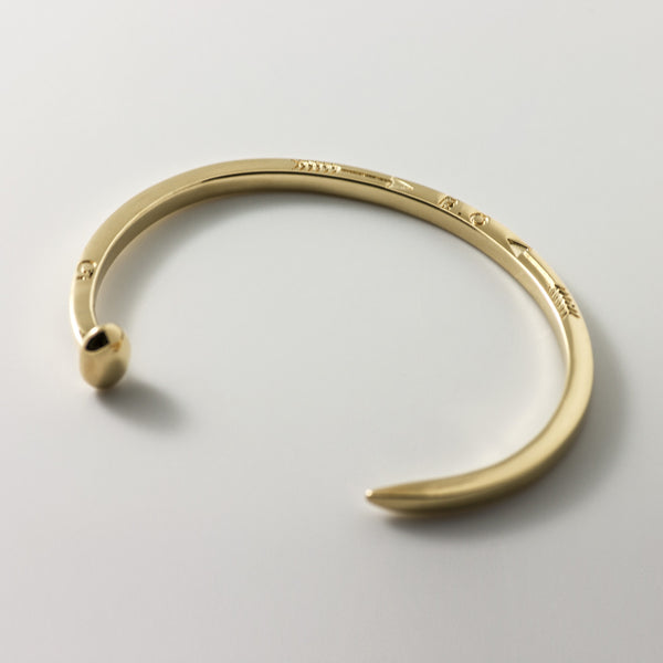 Skinny Railroad Spike Cuff Bracelet, Gold - BIJOUONE