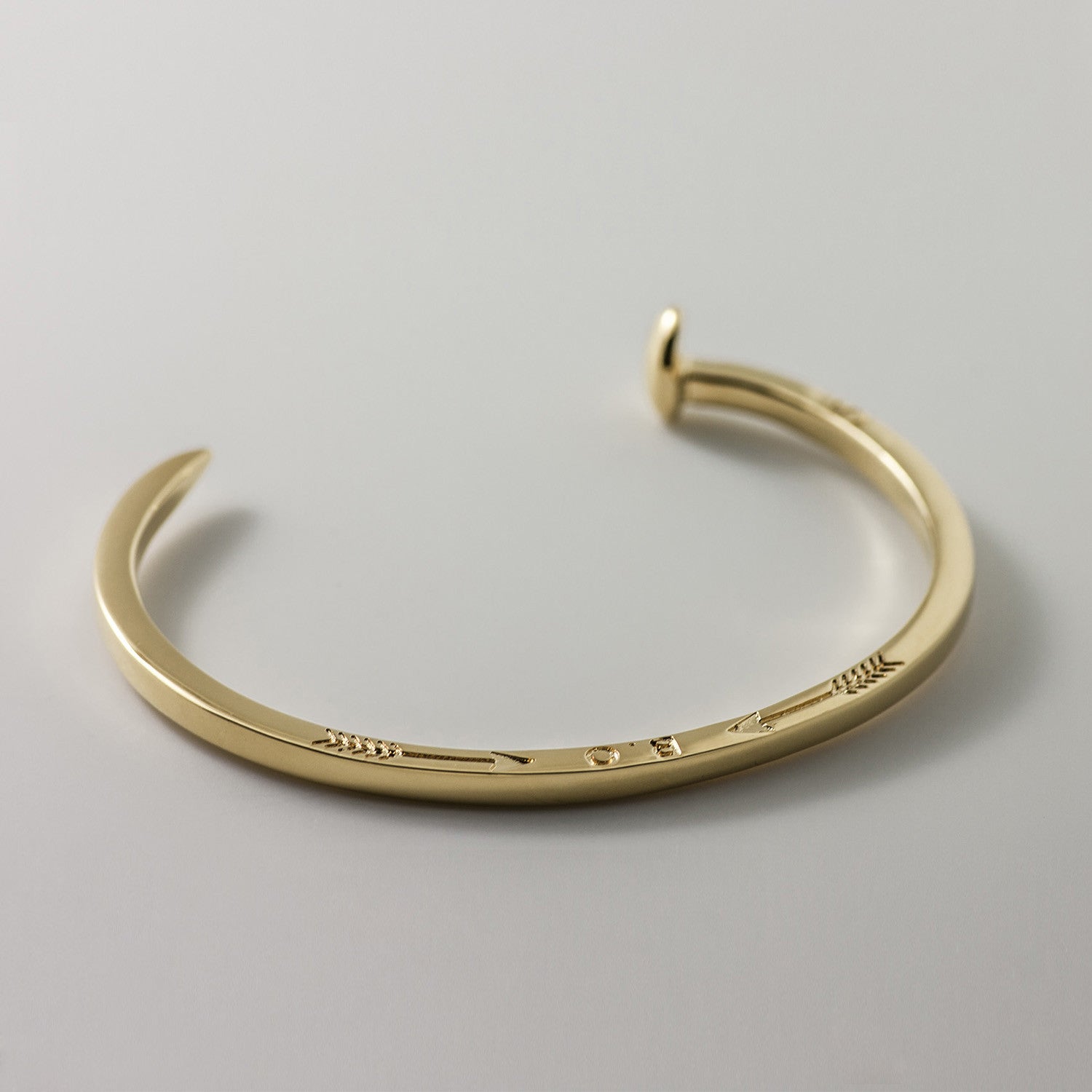 Skinny Railroad Spike Cuff Bracelet, Gold - BIJOUONE