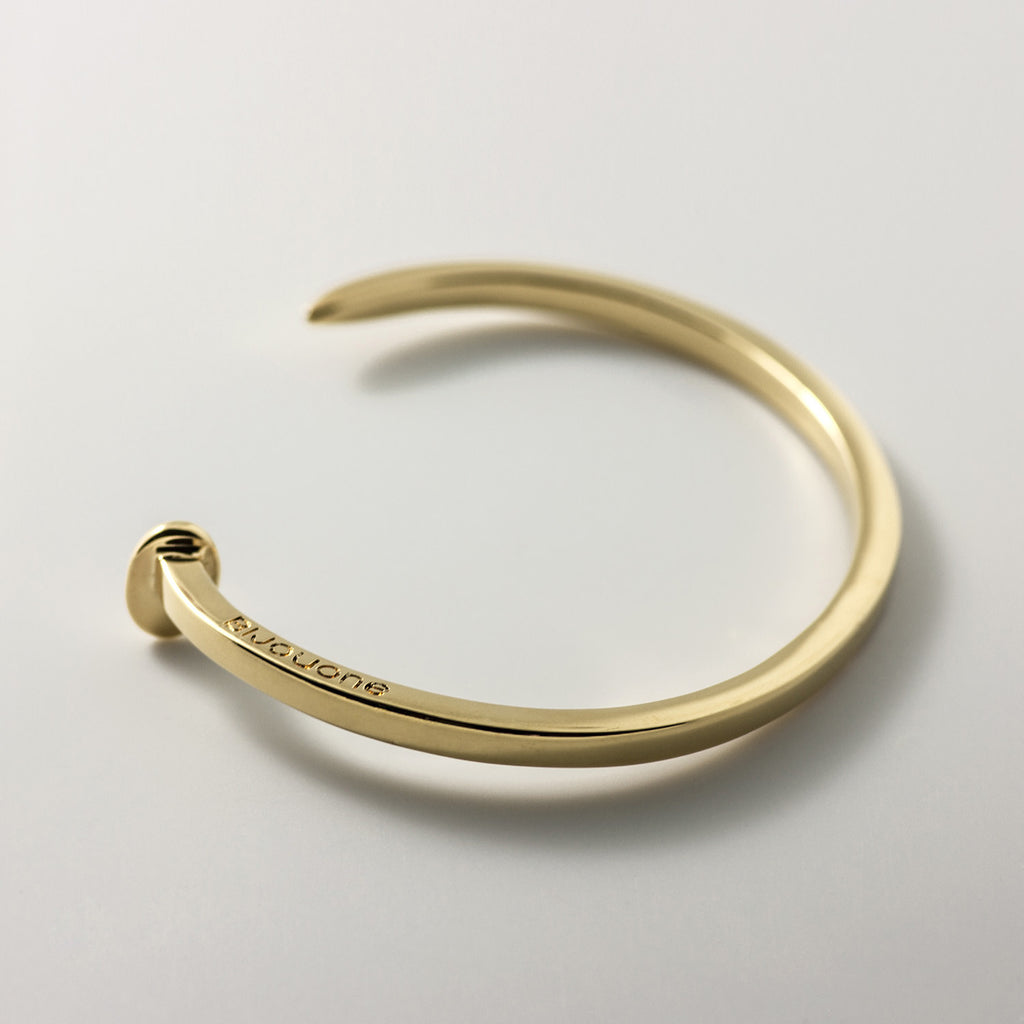 Skinny Railroad Spike Cuff Bracelet, Gold - BIJOUONE