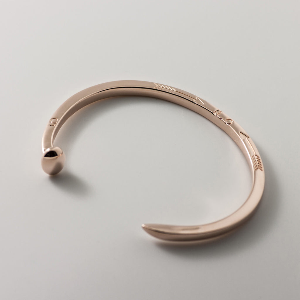 Skinny Railroad Spike Cuff Bracelet, Rose Gold - BIJOUONE