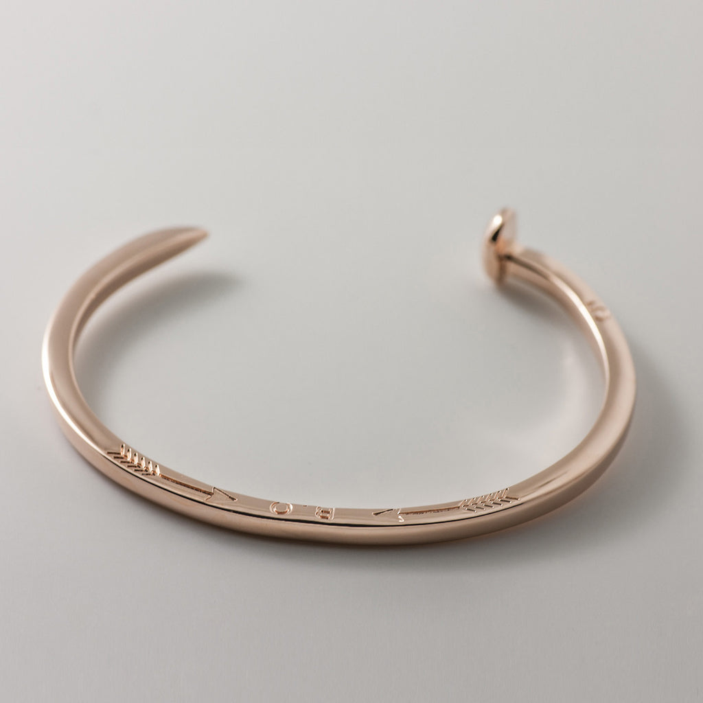 Skinny Railroad Spike Cuff Bracelet, Rose Gold - BIJOUONE