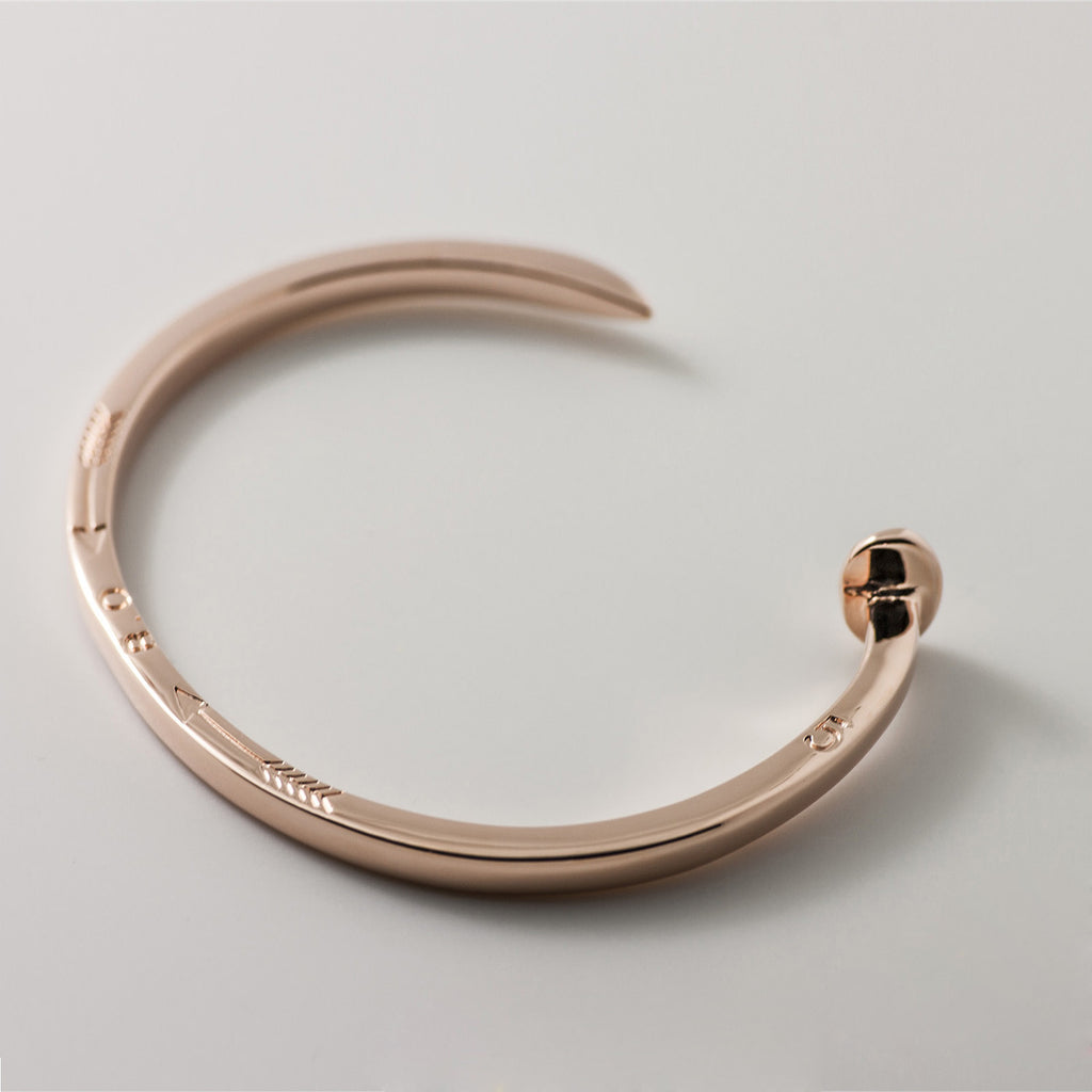 Skinny Railroad Spike Cuff Bracelet, Rose Gold - BIJOUONE