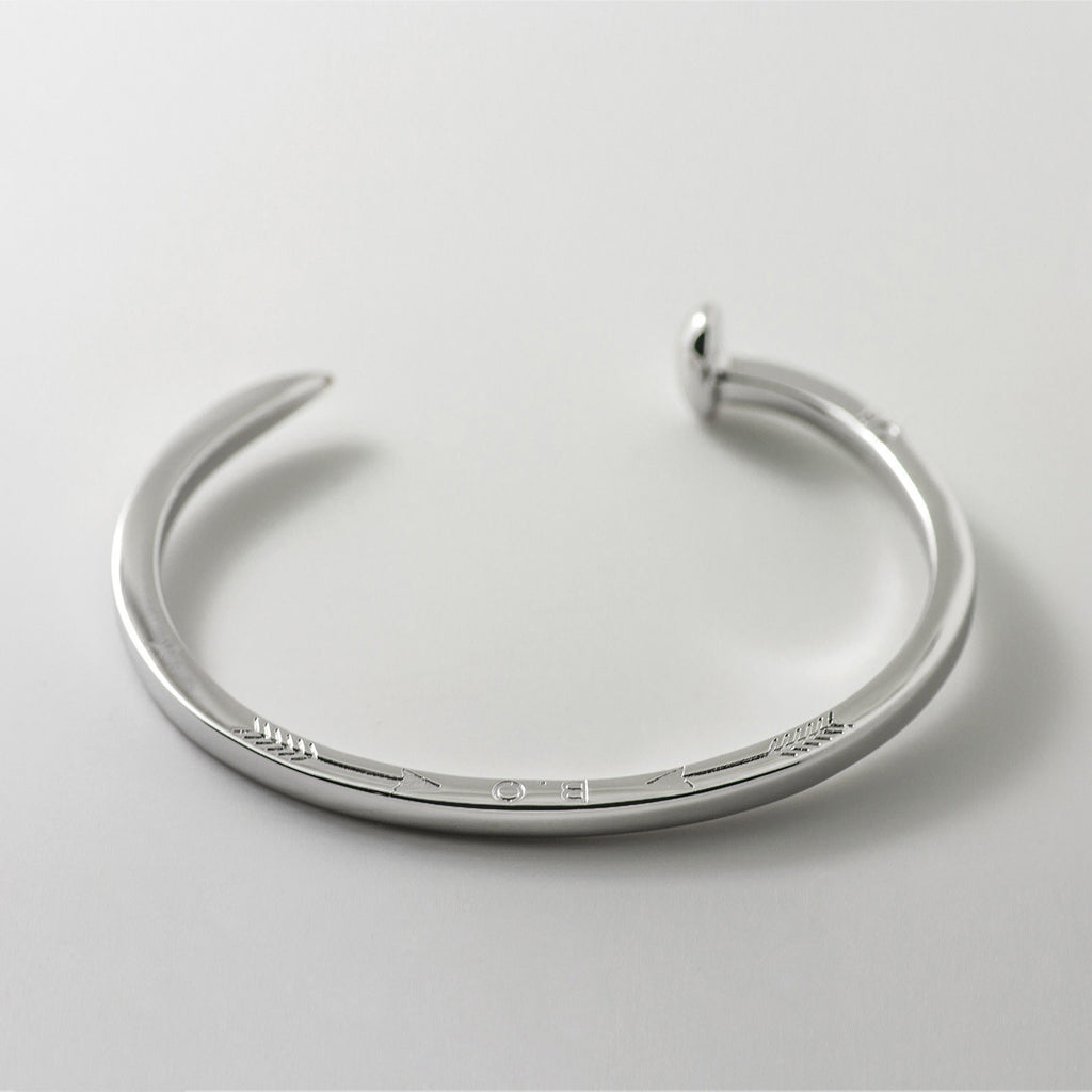 Skinny Railroad Spike Cuff Bracelet, Silver - BIJOUONE