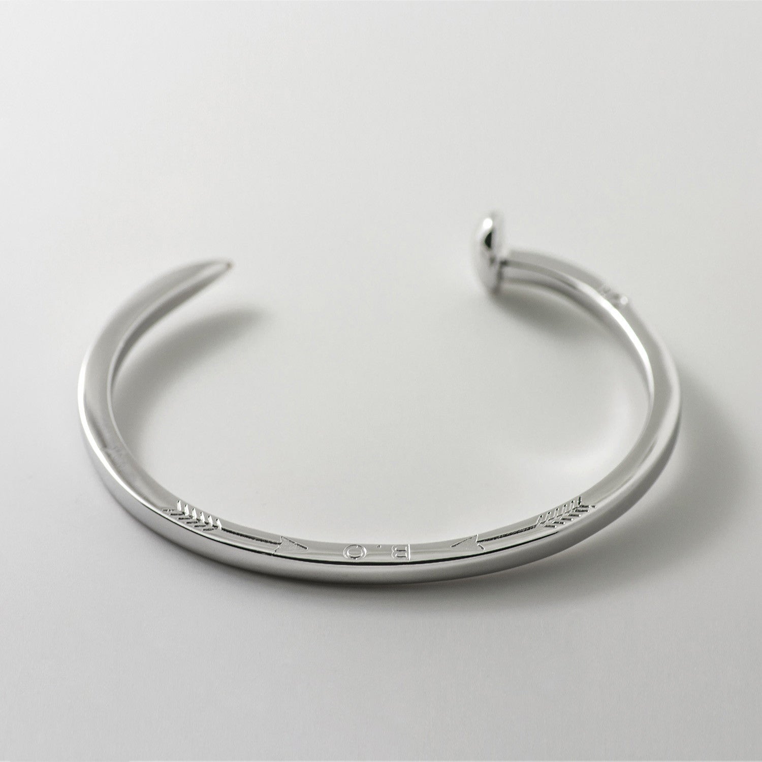 Skinny Railroad Spike Cuff Bracelet, Silver - BIJOUONE