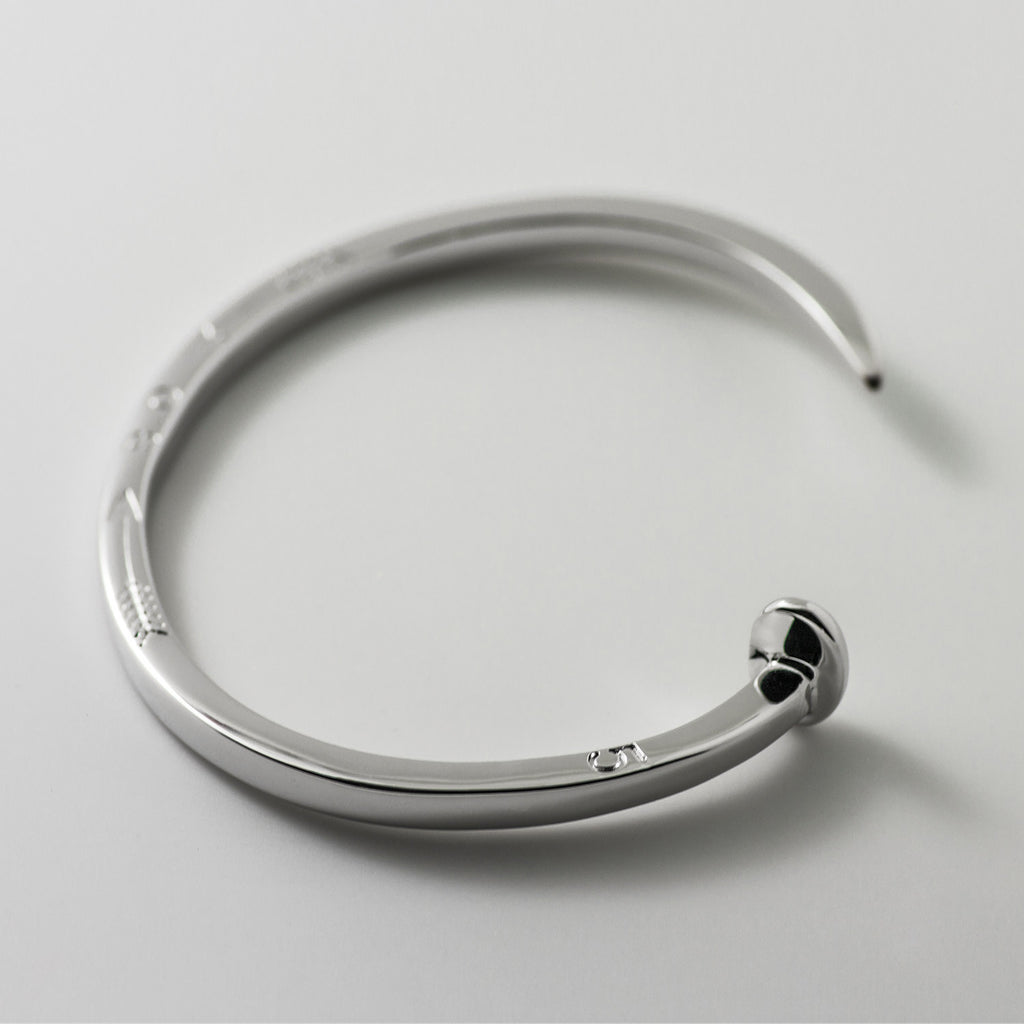 Skinny Railroad Spike Cuff Bracelet, Silver - BIJOUONE