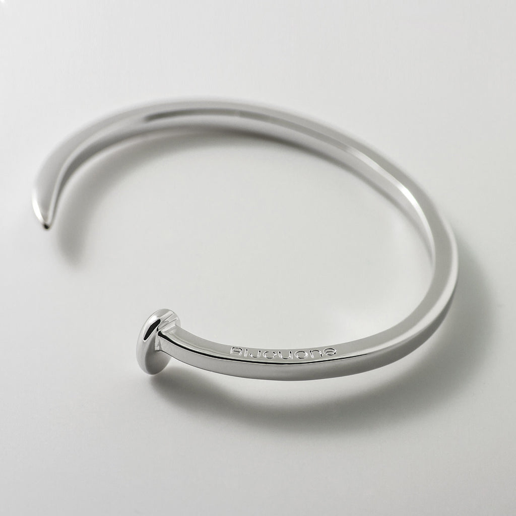 Skinny Railroad Spike Cuff Bracelet, Silver - BIJOUONE