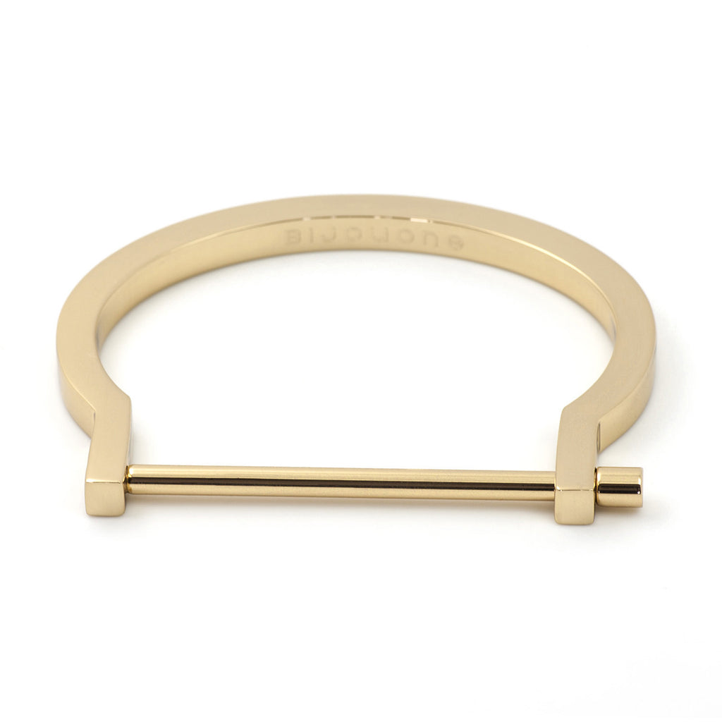 Modern Screw Cuff Bracelet, Gold - BIJOUONE