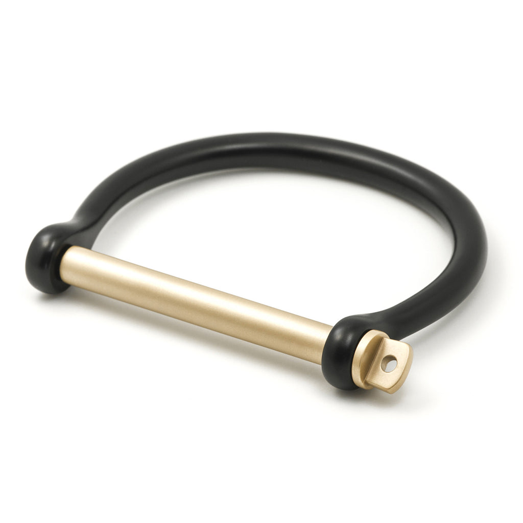 Classic Screw Cuff Bracelet, Black/Gold - BIJOUONE