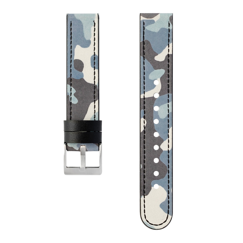 Calf Leather Watch Strap, 18mm, Camouflage Blue