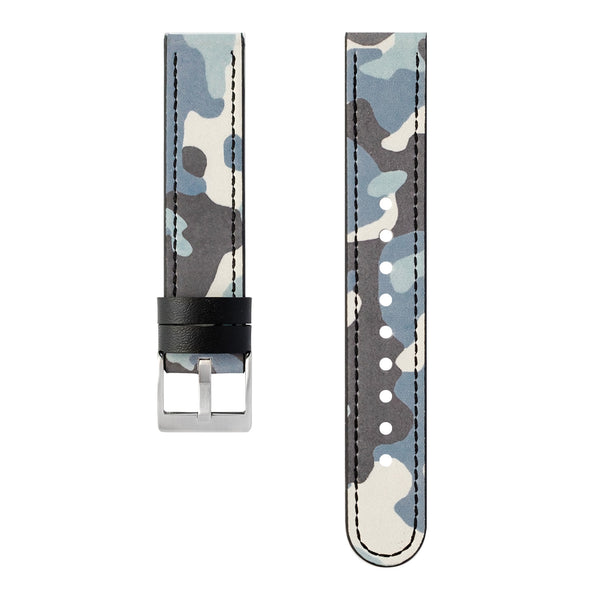 Calf Leather Watch Strap, 18mm, Camouflage Blue