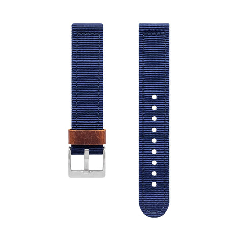 Nylon Watch Strap, Navy Blue - BIJOUONE